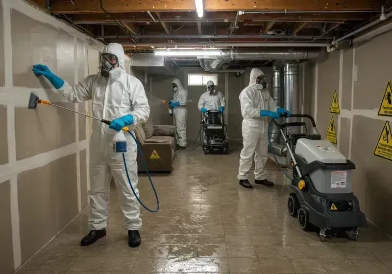 Basement Moisture Removal and Structural Drying process in North Terre Haute, IN